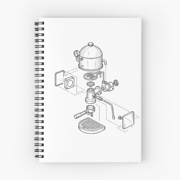 Item preview, Espresso Machine Exploded View - Dark Blueprint Edition designed and sold by DraftGear.