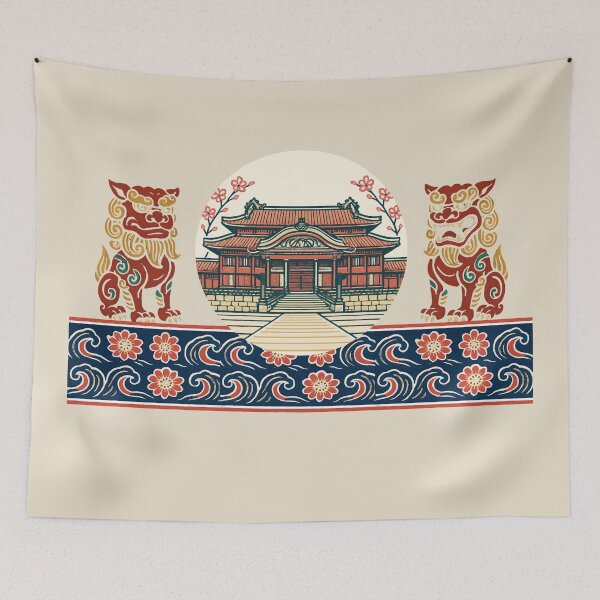 Item preview, Shuri Castle and Shisa Okinawan designed and sold by Sachie's Studio.