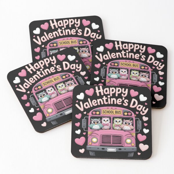 Item preview, Funny owls school bus Driver Happy Valentines Day designed and sold by Dabbing Turtle Designs.