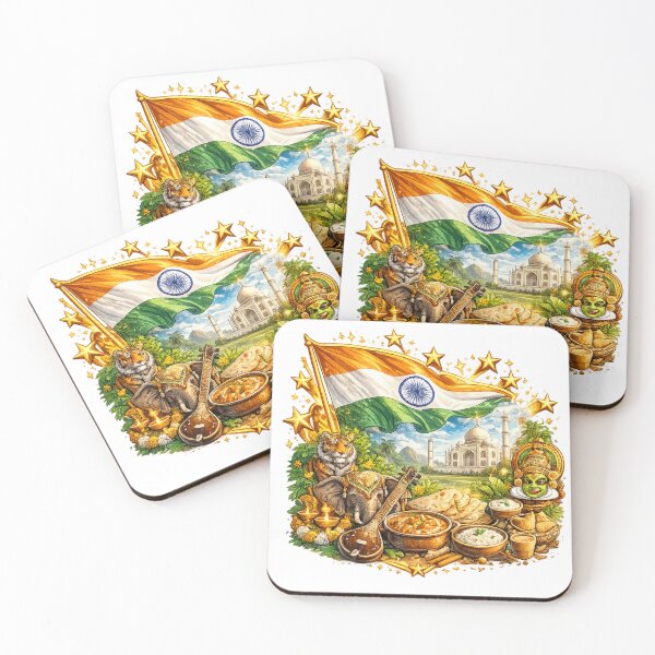 Item preview, Indian Culture Logo – Premium National Art with Gold Stars designed and sold by K2M.