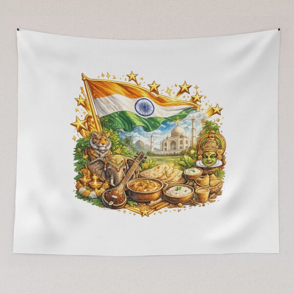 Item preview, Indian Culture Logo – Premium National Art with Gold Stars designed and sold by K2M.