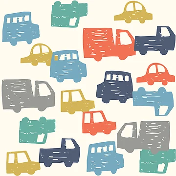 Artwork thumbnail, Colorful Mini Car Parade Pattern by OHU-studio