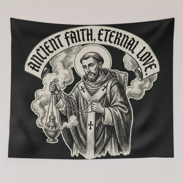 Item preview, Sacred Smoker Saint Valentine Liturgical Beekeeping Charcoal Art designed and sold by Thaivi Design.