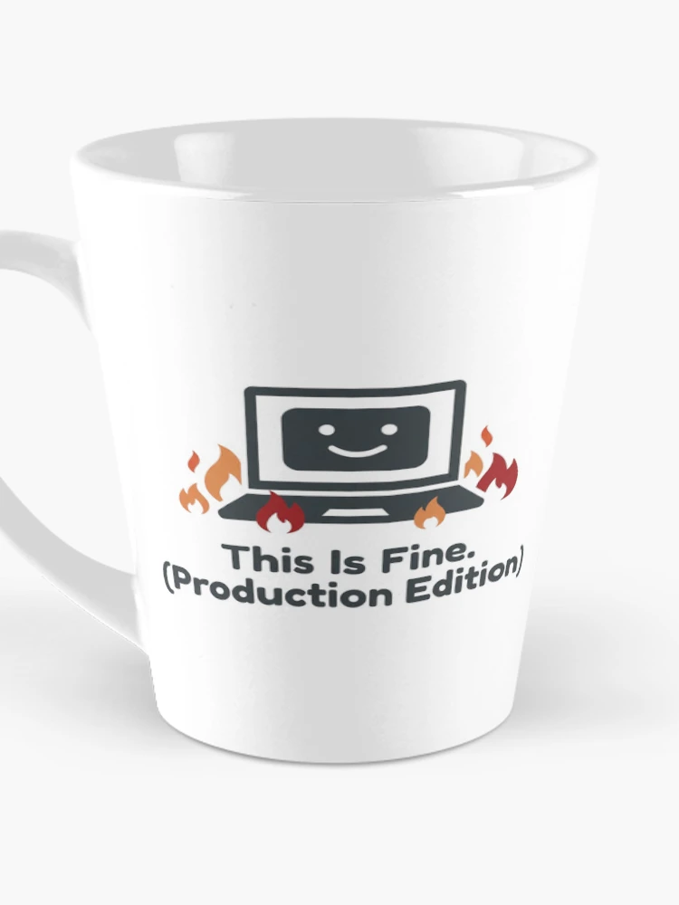 Thumbnail 3 of 4, Coffee Mug, This Is Fine Production Edition Developer Humor designed and sold by DuckShip.