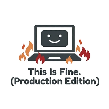 Artwork thumbnail, This Is Fine Production Edition Developer Humor by DuckShip