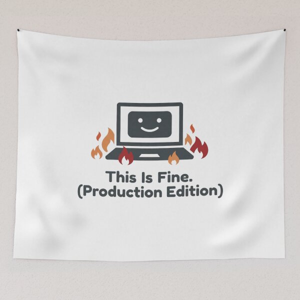 Item preview, This Is Fine Production Edition Developer Humor designed and sold by DuckShip.