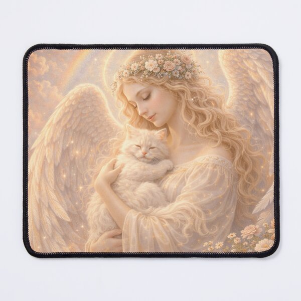 Item preview, Angel Holding Kitten | Heavenly Fantasy Art for Stickers & Tote Bags designed and sold by Nicole-Cherie.