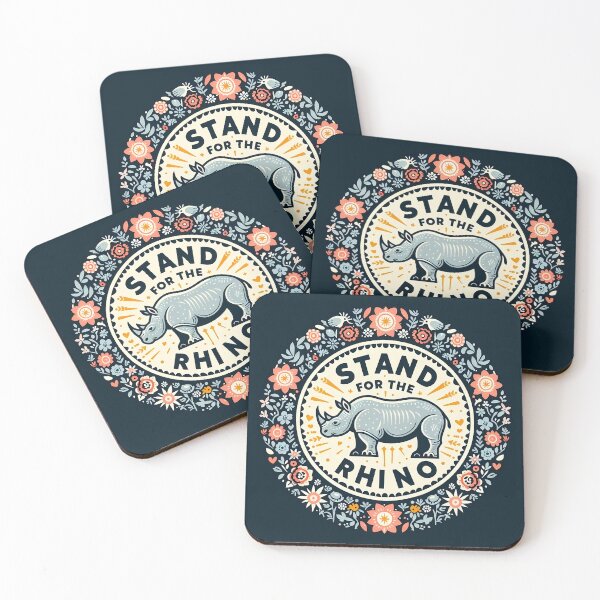 Item preview, Stand For The Rhino – Conservation Badge in Folk Art Style by heidiannemorris © designed and sold by FOLK ART FUSION by heidiannemorris.