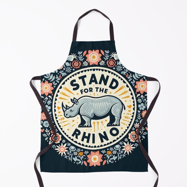 Item preview, Stand For The Rhino – Conservation Badge in Folk Art Style by heidiannemorris © designed and sold by FOLK ART FUSION by heidiannemorris.