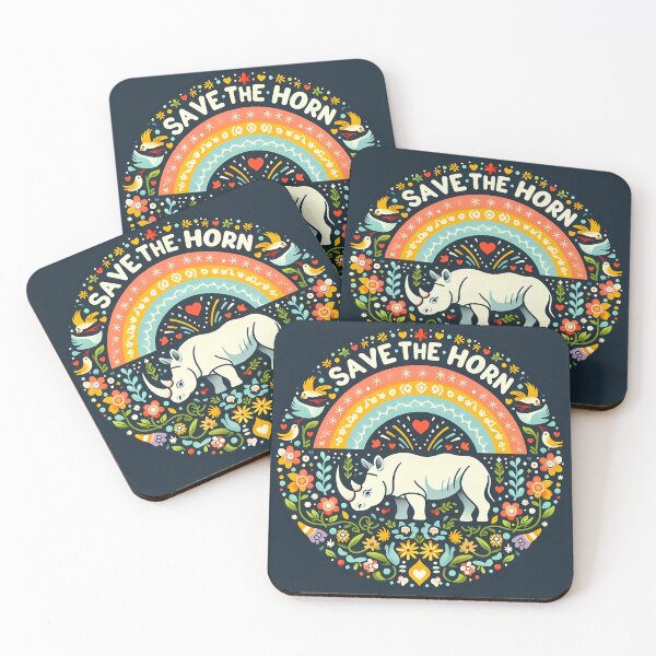 Item preview, Save The Horn – Rhino Conservation Badge in Folk Art Style by heidiannemorris © designed and sold by FOLK ART FUSION by heidiannemorris.