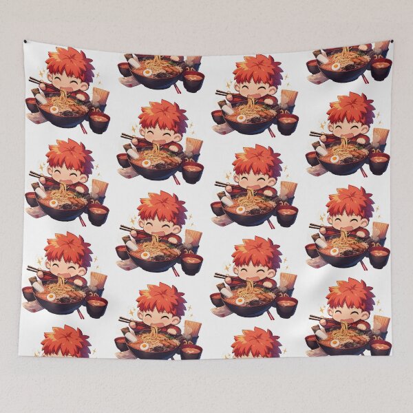 Item preview, Shirou Emiya Fate Stay Night Happy Chibi Ramen Time designed and sold by mildaclairmo.