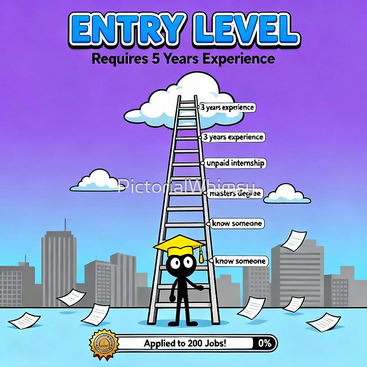 Internet humor flash game parody — job market art meme print