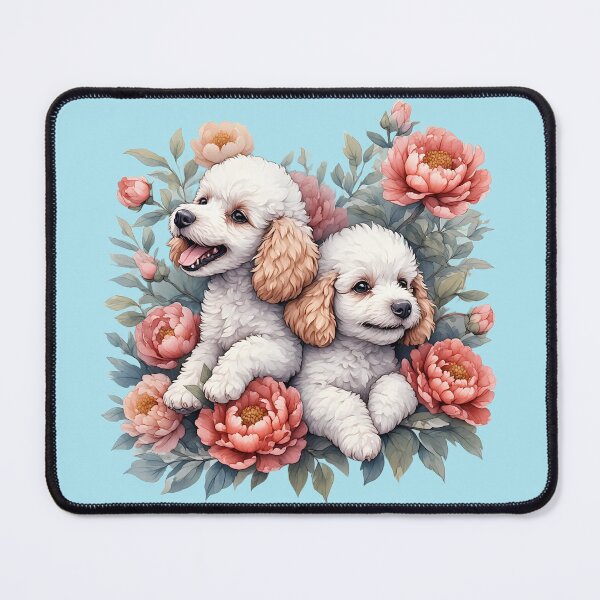 Item preview, Poodle puppies among peony flowers. designed and sold by Natalia-Vlad.