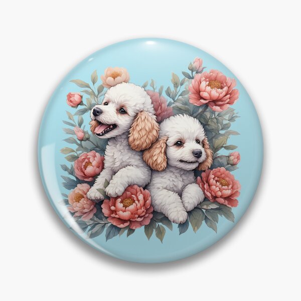 Item preview, Poodle puppies among peony flowers. designed and sold by Natalia-Vlad.