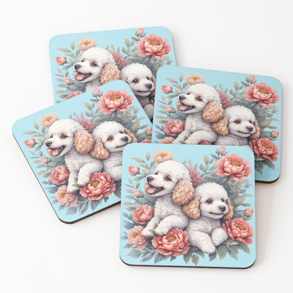 Item preview, Poodle puppies among peony flowers. designed and sold by Natalia-Vlad.