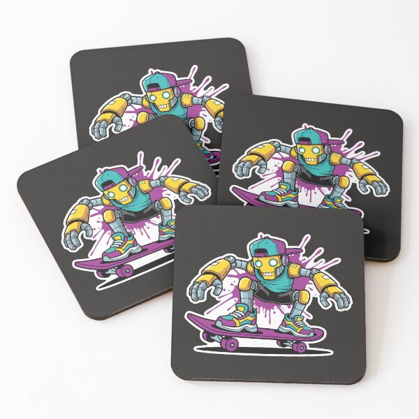 Item preview, Cyber Skater Street Art, Funky Skateboard Robot Illustration designed and sold by Junasaji.