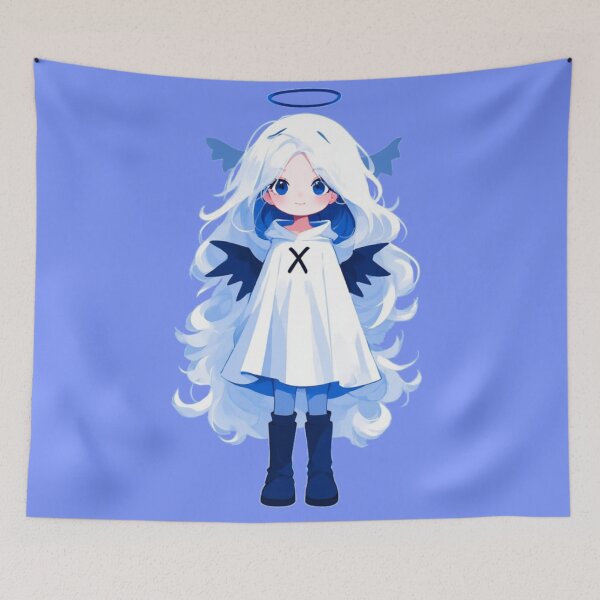 Item preview, Cute Blue Angel Chibi - Aesthetic Anime Girl designed and sold by Jimakmo.