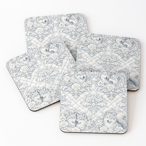 Item preview, Beautiful Wolves in Chinoiserie and Rococo Revival Style Blend designed and sold by Poetic Patterns Studio.