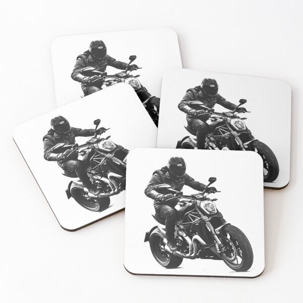Item preview, Street Rider in Motion - Black and White Motorcycle Art designed and sold by inkoutninja.
