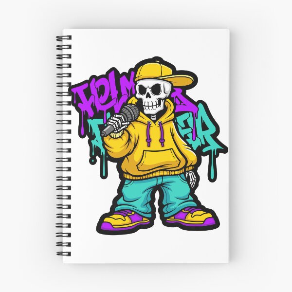 Artikelvorschau, Cooler Hip-Hop-Skelett-Rapper, Totenkopf-Rapper-Graffiti-Straßenkunst entworfen und verkauft von Junasaji.