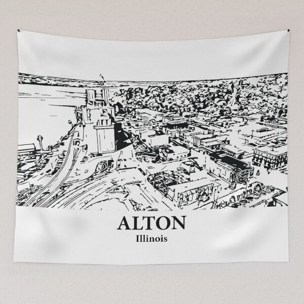 Item preview, Alton IL - Ink Cityscape Illustration designed and sold by Lakeric Cityscapes.