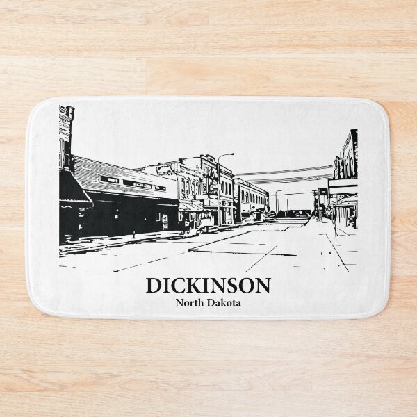 Item preview, Dickinson ND - Ink Cityscape Illustration designed and sold by Lakeric Cityscapes.