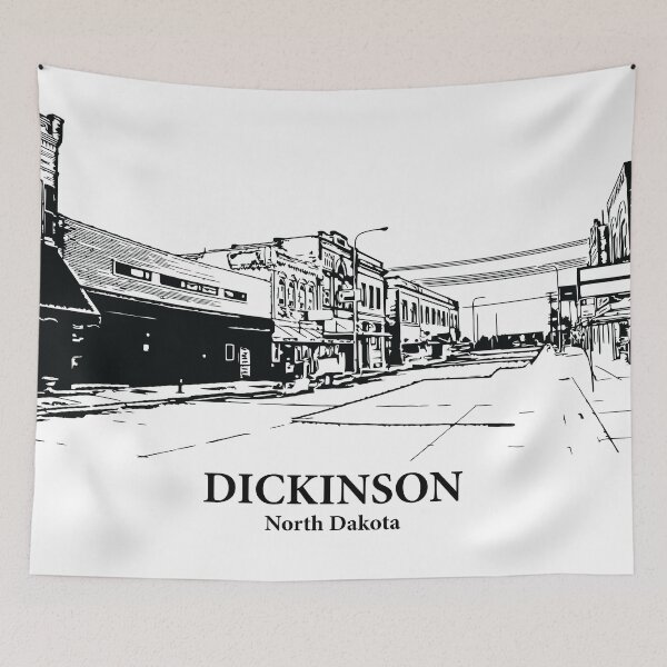 Item preview, Dickinson ND - Ink Cityscape Illustration designed and sold by Lakeric Cityscapes.