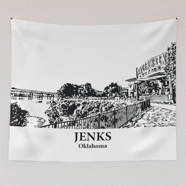 Item preview, Jenks OK - Ink Cityscape Illustration designed and sold by Lakeric.