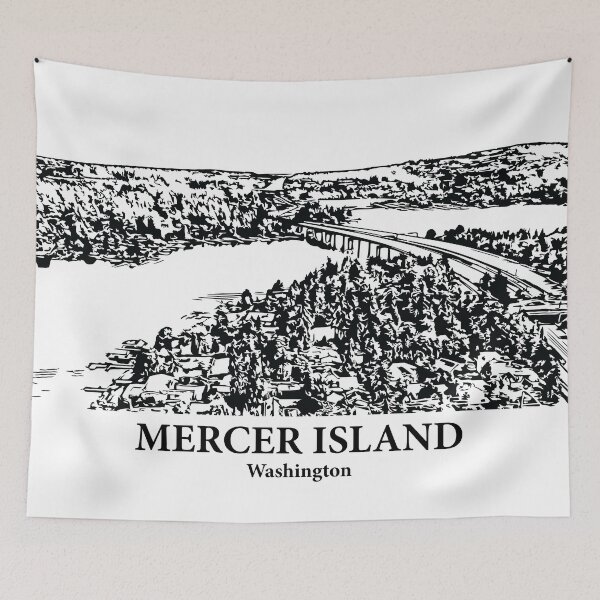 Item preview, Mercer Island WA - Ink Cityscape Illustration designed and sold by Lakeric Cityscapes.