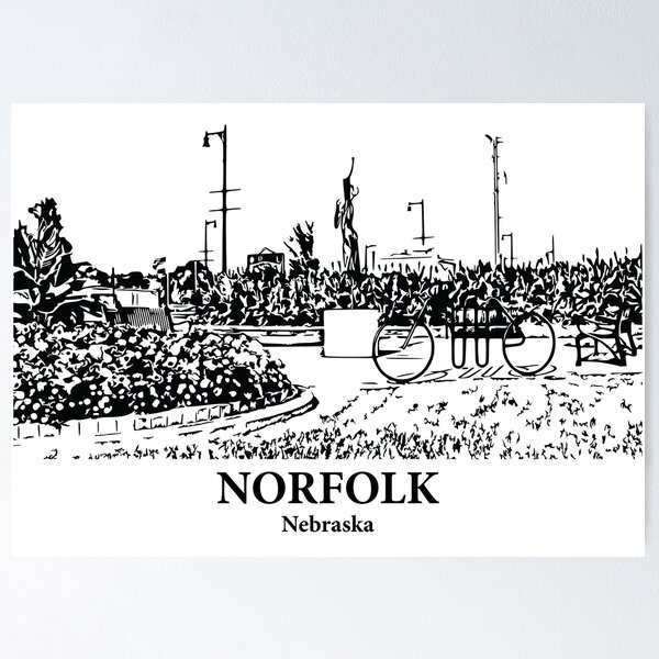 Item preview, Norfolk NE - Ink Cityscape Illustration designed and sold by Lakeric.
