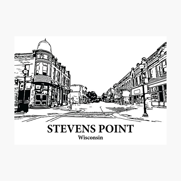 Item preview, Stevens Point WI - Ink Cityscape Illustration designed and sold by Lakeric Cityscapes.
