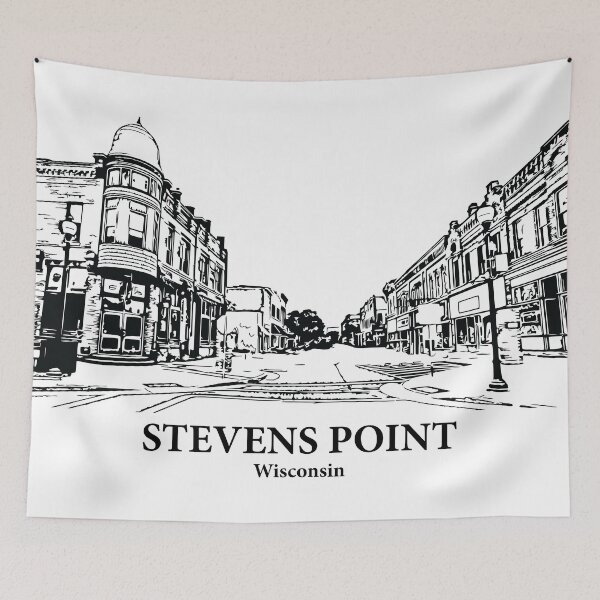 Item preview, Stevens Point WI - Ink Cityscape Illustration designed and sold by Lakeric Cityscapes.