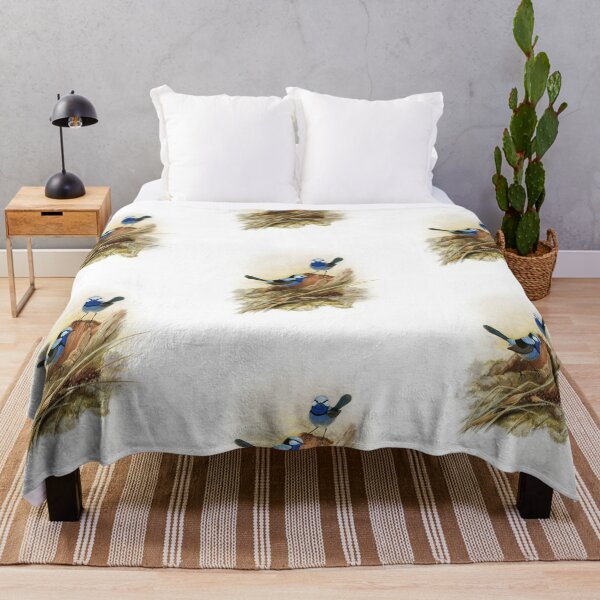 Item preview, Vintage Australian Watercolour - Splendid Fairy Wren Bird designed and sold by karwilberevivalcollection.