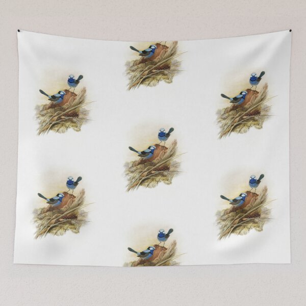 Item preview, Vintage Australian Watercolour - Splendid Fairy Wren Bird designed and sold by karwilberevivalcollection.