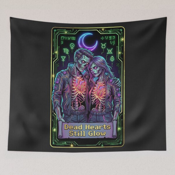 Item preview, The Lovers Tarot 2077 Cyberpunk Zombie Neon Gothic Art designed and sold by Thaivi Design.