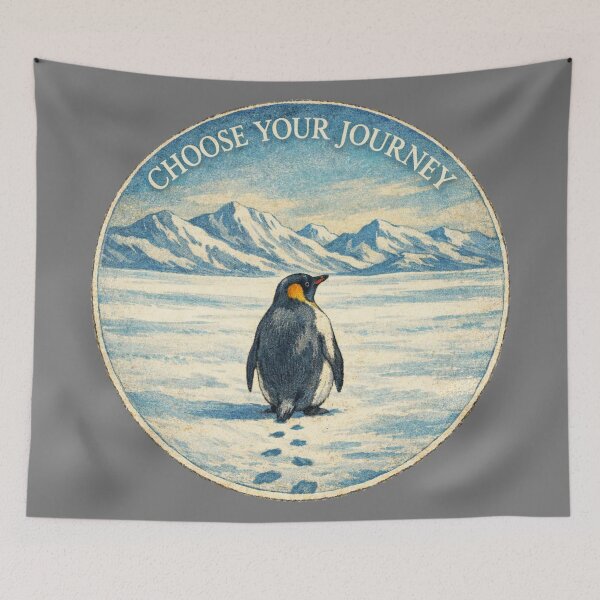 Item preview, The Lone Penguin — A Journey Beyond the Flock | Vintage Circular Illustration designed and sold by wanado.