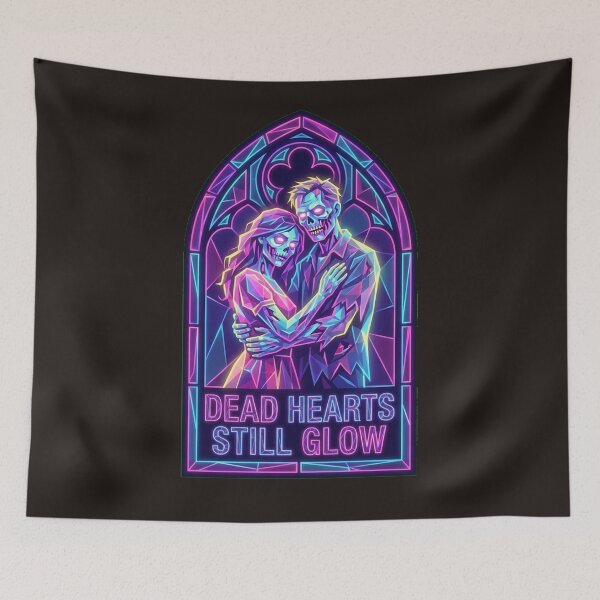 Item preview, Neon Gothic Zombie Stained Glass Dystopia Art designed and sold by Thaivi Design.