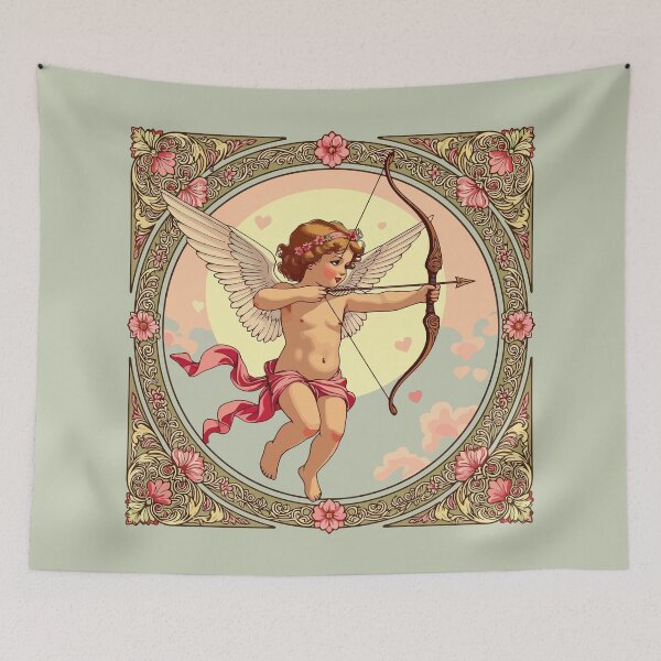 Item preview, Cherubic Figure With A Garland Of Tiny Red Flowers designed and sold by taiche.
