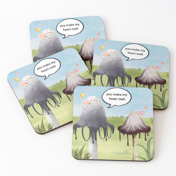 Item preview, You Make My Heart Melt | Shaggy Mane Mushroom Valentine Pun designed and sold by ninainanutshell.