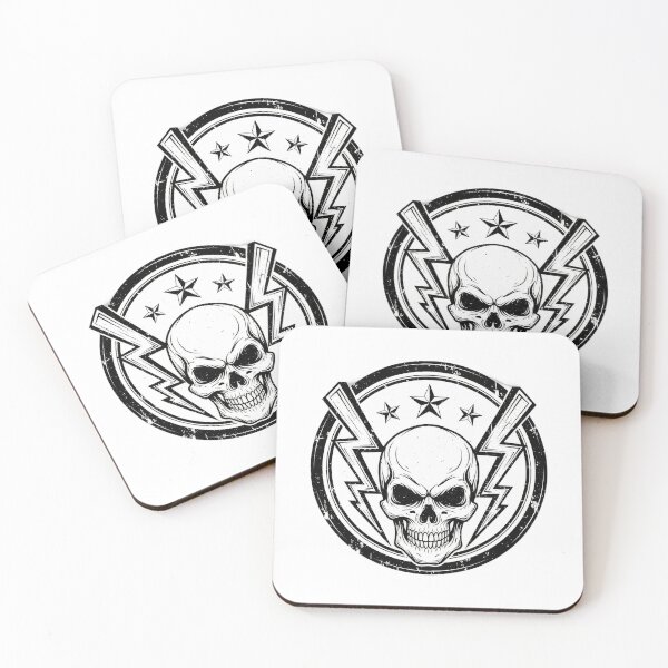 Item preview, Gothic skull emblem surrounded by stars and lightning bolts designed and sold by VerizalShop.