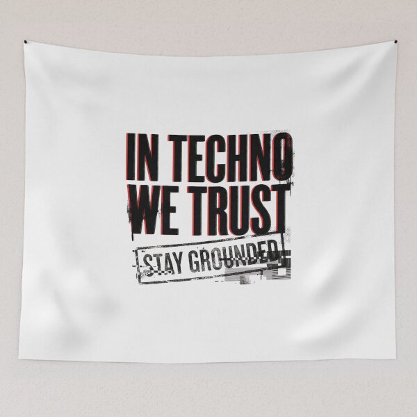Item preview, In Techno We Trust Red Black Glitch Distortion designed and sold by RaveNamaste.