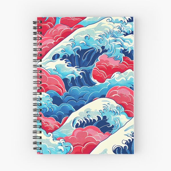 Item preview, Red and Blue Japanese-Style Crashing Waves Abstract designed and sold by DEC02.