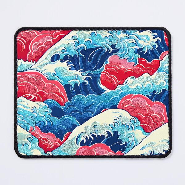 Item preview, Red and Blue Japanese-Style Crashing Waves Abstract designed and sold by DEC02.