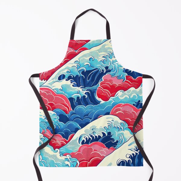 Item preview, Red and Blue Japanese-Style Crashing Waves Abstract designed and sold by DEC02.