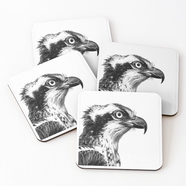 Item preview, Osprey in Focus - Black and White Bird of Prey Art designed and sold by inkoutninja.