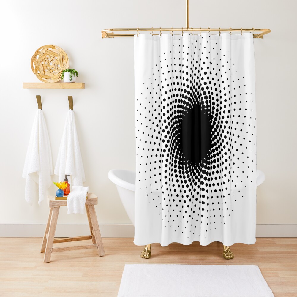 "Circular dot spiral " Shower Curtain by rheyes Redbubble
