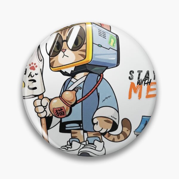 Item preview, Cyberpunk TV Head Cat - Japanese Streetwear "Stay With Me" Anime Art designed and sold by WelLarsDigitals.