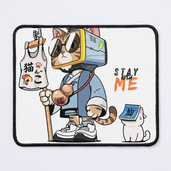 Item preview, Cyberpunk TV Head Cat - Japanese Streetwear "Stay With Me" Anime Art designed and sold by WelLarsDigitals.