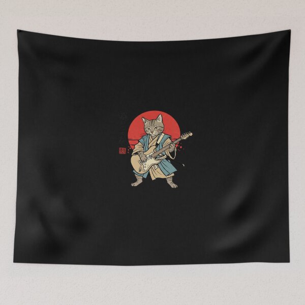 Item preview, Japanese Samurai Cat Playing The Electric Guitar designed and sold by scottygrindz.