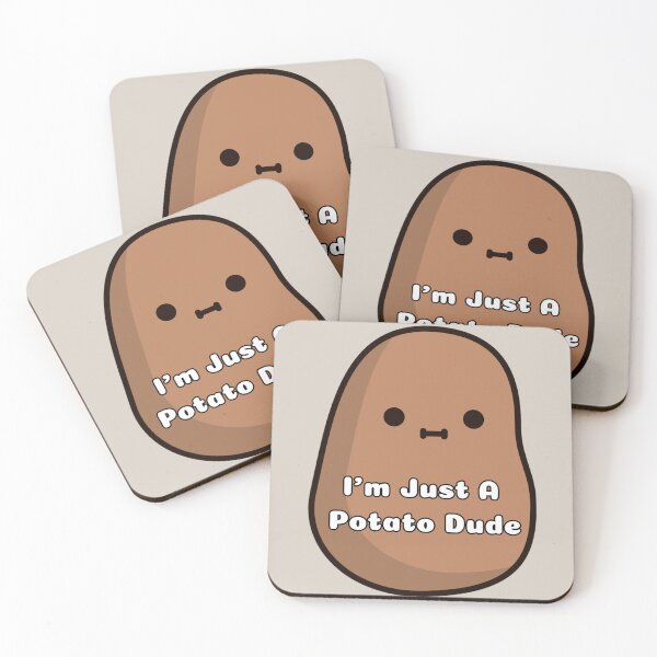 Item preview, I'm Just A Potato Dude Brown Text Stickers Prints Posters Wall Art Magnet Home Coffee Cup Decoration TShirt Stationary Notebook Magnet Hat Kitchen Work School Office Redbubble Shop designed and sold by Saritas Boutique Shop.